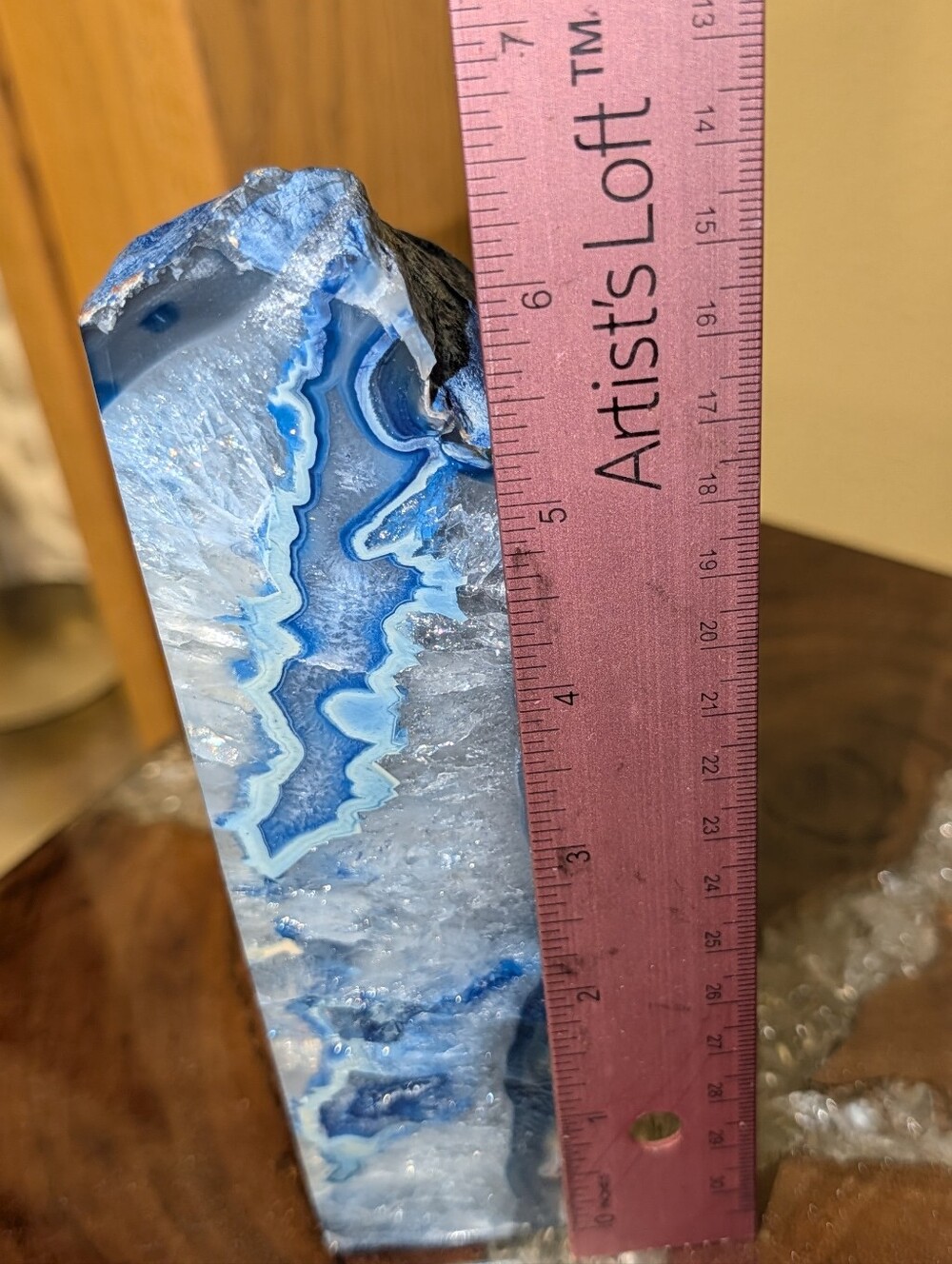Agate Geodes Set of 3 Cobalt Blue Polished Sections - Picture 5 of 16